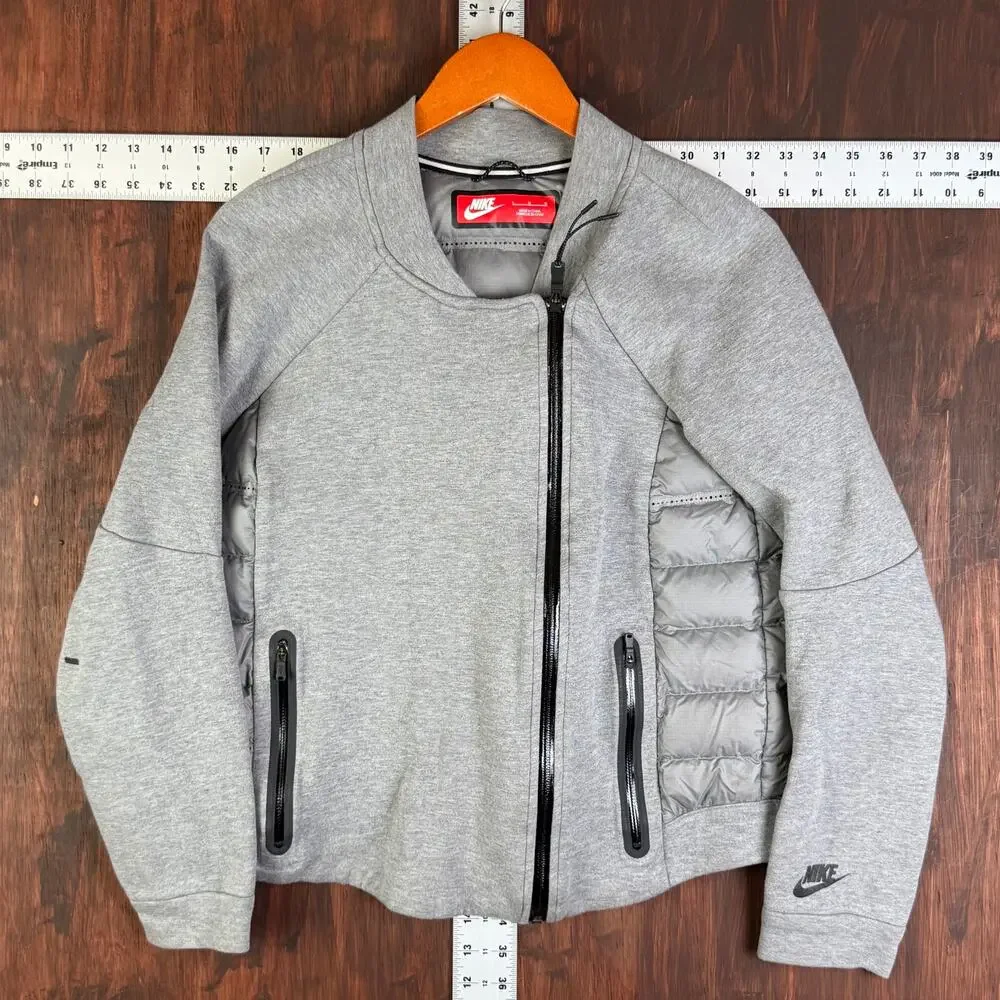 Nike Tech Sportswear NSW Aeroloft‎ 800 Down Tech Fleece Jacket Gray Womens Large
